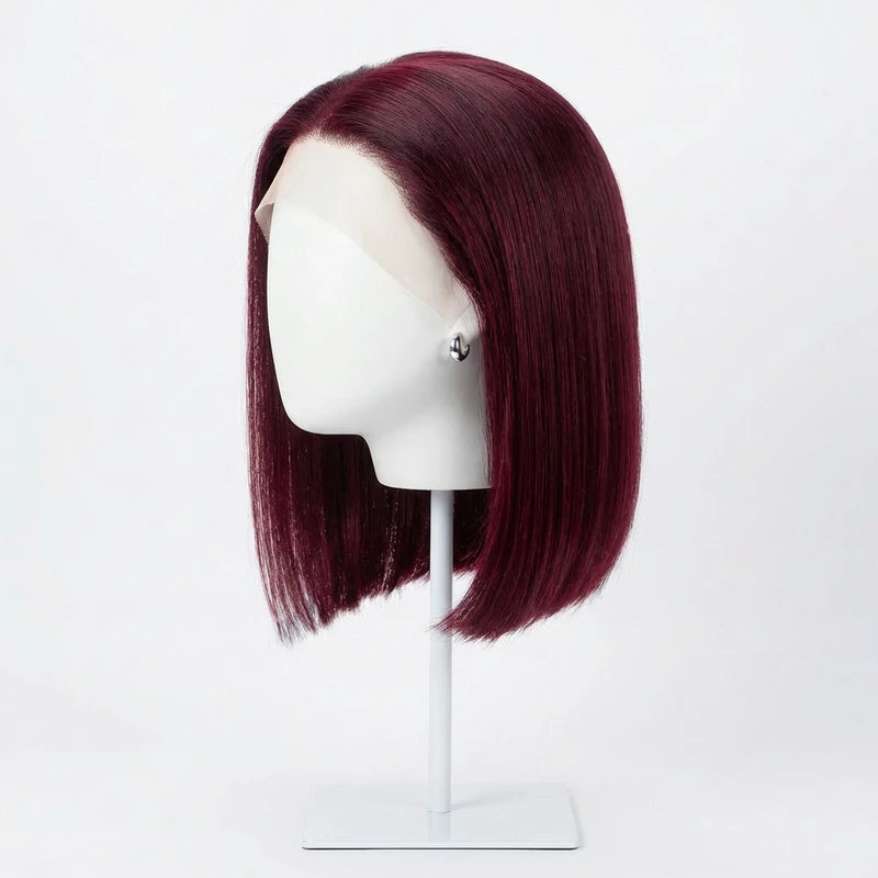 NMAhair 99J Straight Bob Wig 13x4 Lace Front Human Hair