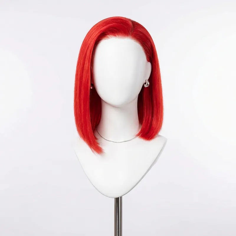 NMAhair Red Straight Bob Wig 13x4 Lace Front Human Hair