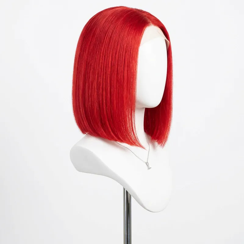 NMAhair Red Straight Bob Wig 13x4 Lace Front Human Hair
