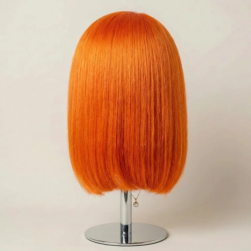 NMAhair Ginger Orange Straight Bob Wig 13x4 Lace Front Human Hair