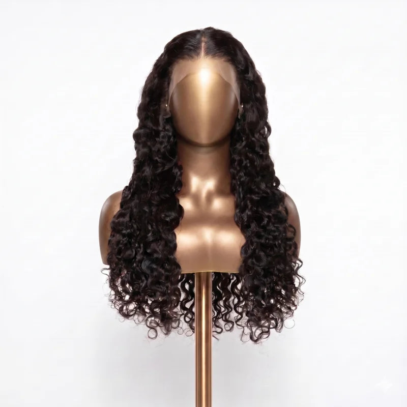NMAhair Water Wave Wig 4x4/5x5/6x6/13x4/13x6 High Density Closure/Frontal Natural Black Hairpiece 100% Human Hair Pre Plucked Wig